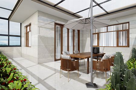 Modern sun room Villa Terrace Sun room Leisure area 3d model