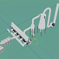 Industrial Equipment with Conical Vessel Metal Pipes Support Stands and Connecting Parts