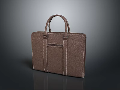 Classic Brown Leather Handbag Featuring Stitched Handles And Clean Design For Everyday Use 3d model