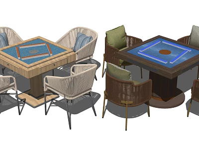 Modern Entertainment Table With Varied Gaming Surfaces And Comfortable Chairs For Family Leisure 3d model