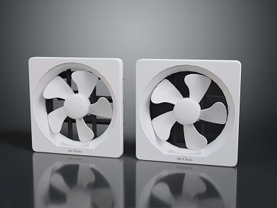 Two White Square Mitsubishi Exhaust Fans With Rotating Blades For Household Use 3d model