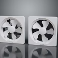 Two White Square Mitsubishi Exhaust Fans With Rotating Blades For Household Use