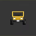 Yellow Off Road Vehicle Model With Low Poly Boxy Design And Black Wheels