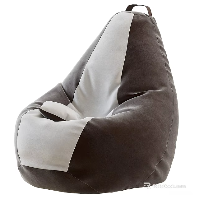 Gray And White Patchwork Bean Bag Chair For Comfortable Relaxation At Home 3d model 