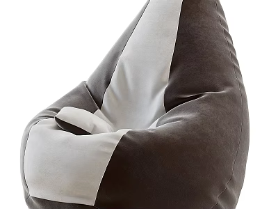 Gray And White Patchwork Bean Bag Chair For Comfortable Relaxation At Home 3d model
