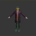 Man Wearing Brown Hat Plaid Coat With Orange Lining Purple Tie And Arms Outstretched
