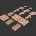 Decorative Brown Textured Stone Blocks In Various Shapes And Sizes 3d model