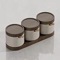 Modern Ceramic Spice Jars Set With Wooden Lids And Tray For Kitchen
