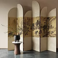 New Chinese-style Screen Partition Folding Screen 3d model