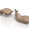 Two Brown Fabric Sacks As Practical Household Supplies With Rope Ties