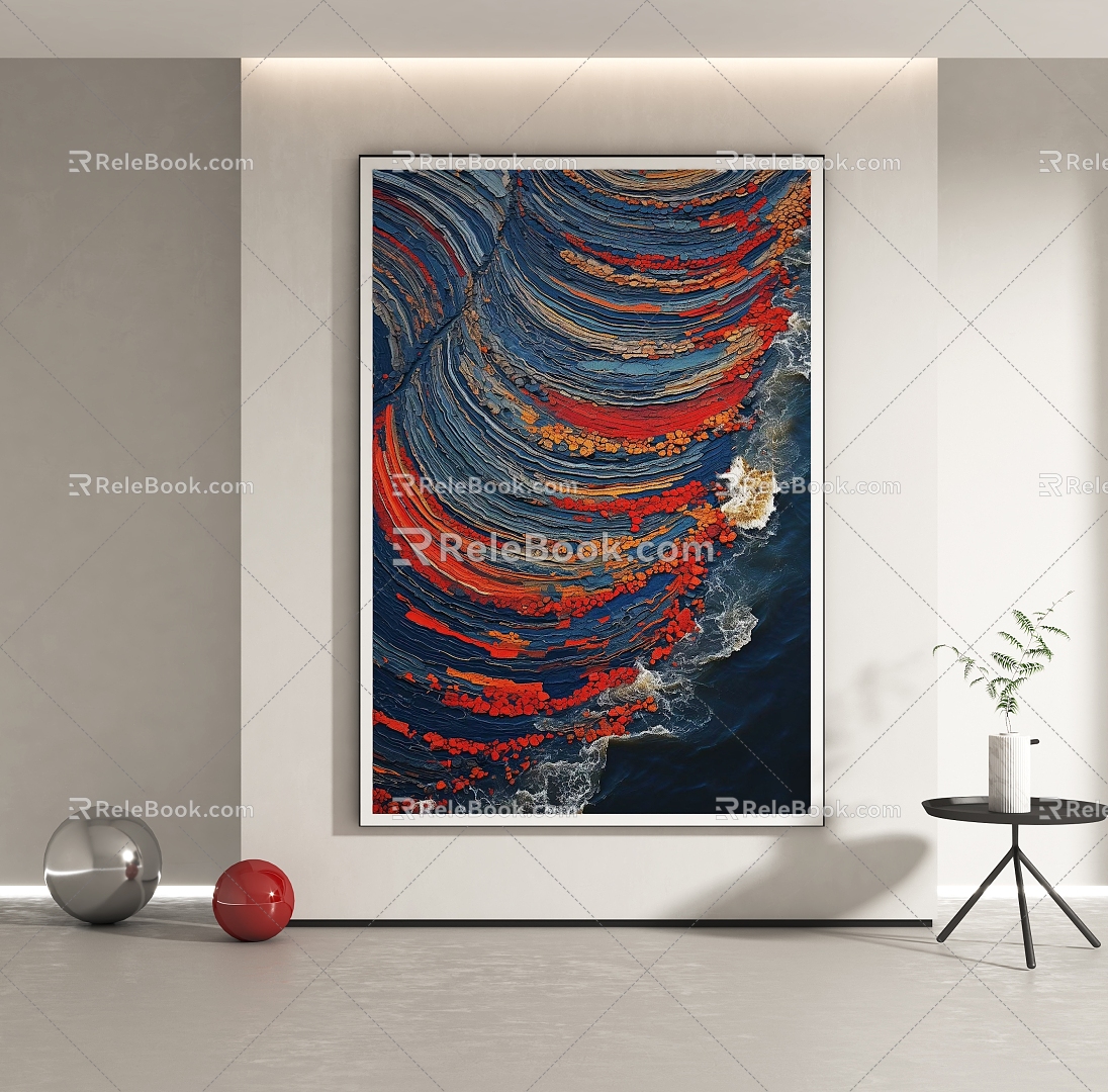 Color decorative oil painting 3d model