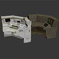 Gray And White Control Console Workstations With Screens And Panels