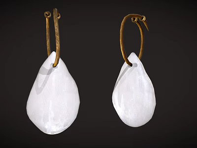 Modern Earrings Gold Hanging White Crystal Earrings 3d model Modern Earrings Gold Hanging White Crystal Earrings 3d model