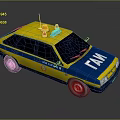 Vintage Yellow And Blue Police Car With GAI Logo And Roof Mounted Sirens