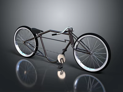 Sleek Modern Bicycle with Black Frame White Rimmed Wheels and Reflective Surface 3d model