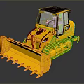 Yellow Tracked Bulldozer with Enclosed Cab and Front Loader Blade 3d model