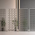 Modern Indoor Room Dividers Featuring Geometric Patterns And Transparent Glass Panels