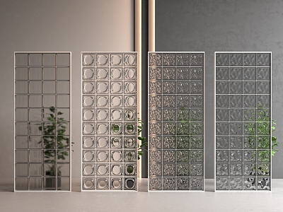 Modern glass brick partition 3d model