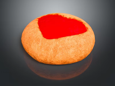Delicious Round Cookie with Red Filling Center and Golden Crust 3d model