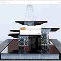 Tiered Fountain With Cascading Water Streams And Reflective Pool Base Design