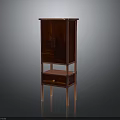Dark Red Storage Cabinet Furniture With Doors Drawer And Wooden Legs