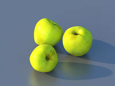 Juicy Fresh Green Apples on Smooth Gray Background with Soft Shadows 3d model
