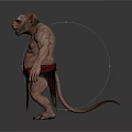 Mythical Animal Creature with Big Ears Stocky Body Tattered Loincloth and Long Fingers Standing