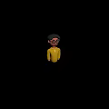 Smiling Cartoon Man With Short Black Hair Black Framed Glasses Yellow Collared Shirt White Buttons