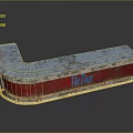 Rustic Metal Bar Counter With Blue Red Finish And KAZINO Signage