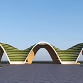 Modern Green Curved Building Facade With Sustainable Panel Design And Architectural Arches