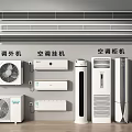 Various Air Conditioner Fan Types Including Wall Mounted Floor Standing Outdoor Unit And Air Outlet