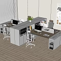 Modern Office Desk Setup With Drawers Ergonomic Chair Computer And Green Plant