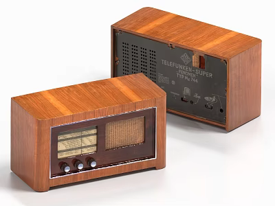 Vintage TELEFUNKEN Radio as Household Electrical Appliance with Wooden Case Knobs and Dial 3d model