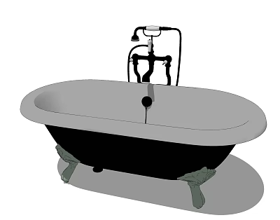 Vintage Free Standing Bathtub With Green Feet And Black Faucet Classic Design For Bathroom Decor 3d model
