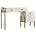 Elegant Modern Vanity Table With White Surface Gold Metal Legs And Drawers