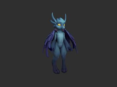 Blue Dragon 3D Character With Horns Wings And Yellow Eyes Mythical Creature 3d model