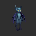 Blue Dragon 3D Character With Horns Wings And Yellow Eyes Mythical Creature