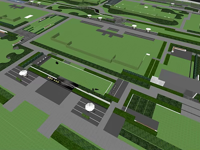 Garden Landscape Design With Large Green Lawns Paths And Geometric Layout 3d model