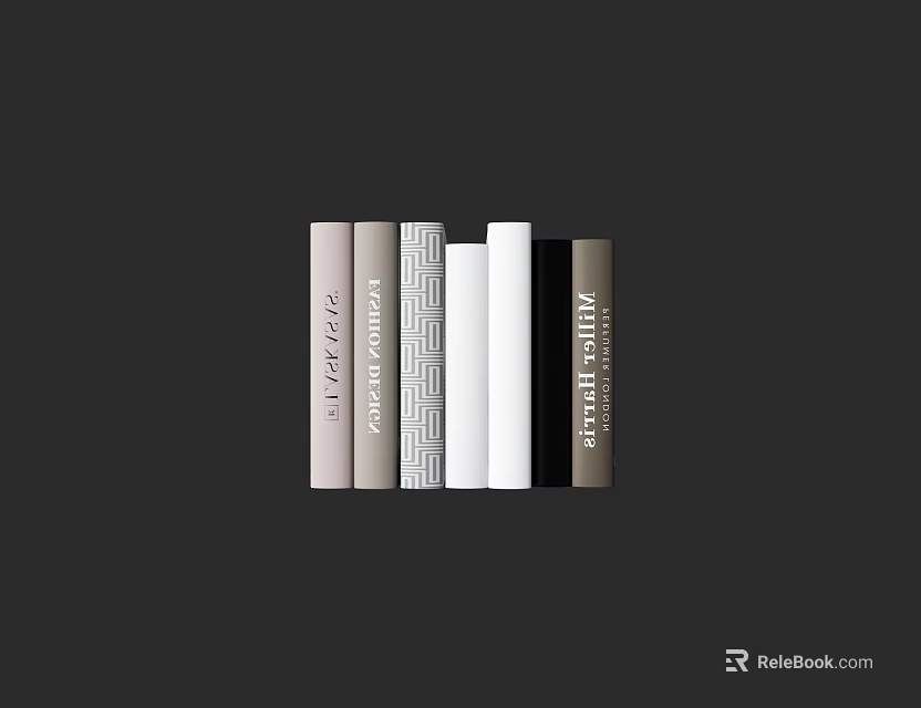 Modern Books With Various Spine Colors And Geometric Pattern Arranged On Black Background 3d model 