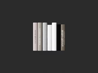 Modern Books With Various Spine Colors And Geometric Pattern Arranged On Black Background 3d model