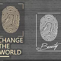 Illuminated Lighting Combinations With Fingerprint Pattern Change The World And Beauty On Wooden Background