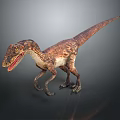Realistic Velociraptor Dinosaur 3D Model With Detailed Skin Texture Open Mouth Standing On Gray Background