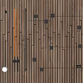 Modern Luxury Chandelier Design with Metal Lines Warm Light and Wooden Background