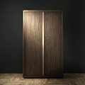 Modern Wooden Double Door Wardrobe With Walnut Texture And Metal Frame