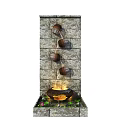 Decorative Stone Feature Wall with Round Hanging Elements Base Water Pool and Soft Lighting Design 3d model