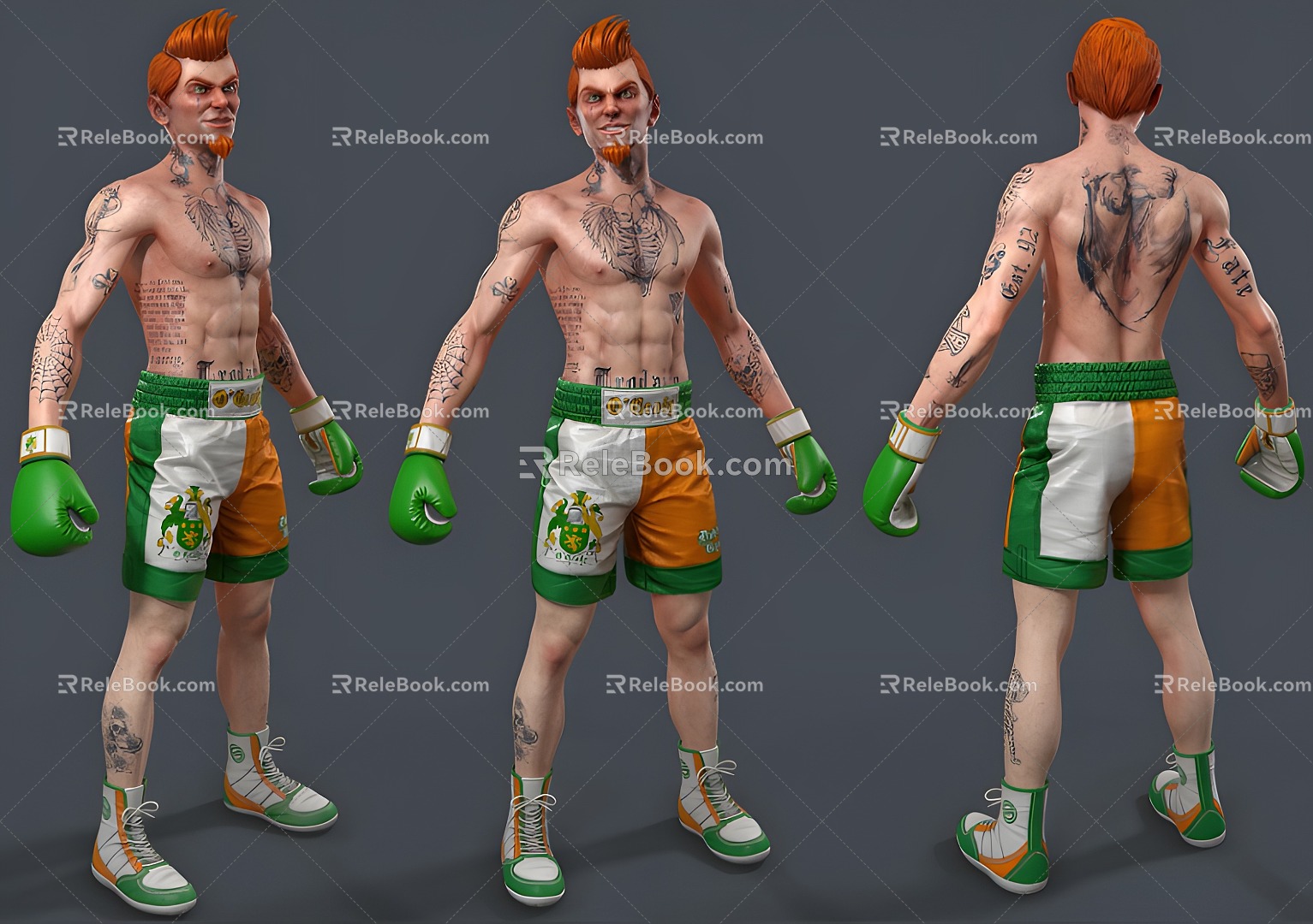 Modern game character wrestler 3d model