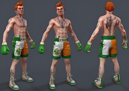 Modern game character wrestler 3d model