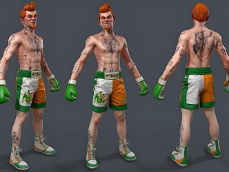 Modern game character wrestler 3d model