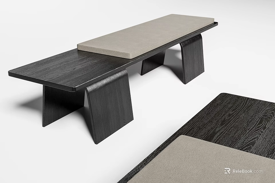 Modern Public Chair With Wooden Frame And Beige Cushion For Comfortable Seating 3d model 