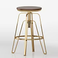 Modern Bar Stool Golden Bench 3d model